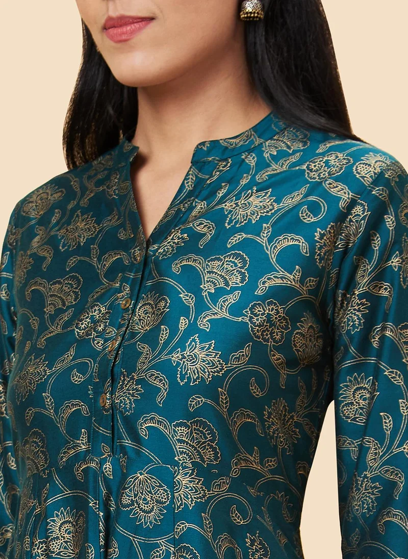 globus Green Globus Women Green Floral Printed A-Line Festive Kurta for Women | Best Price UAE